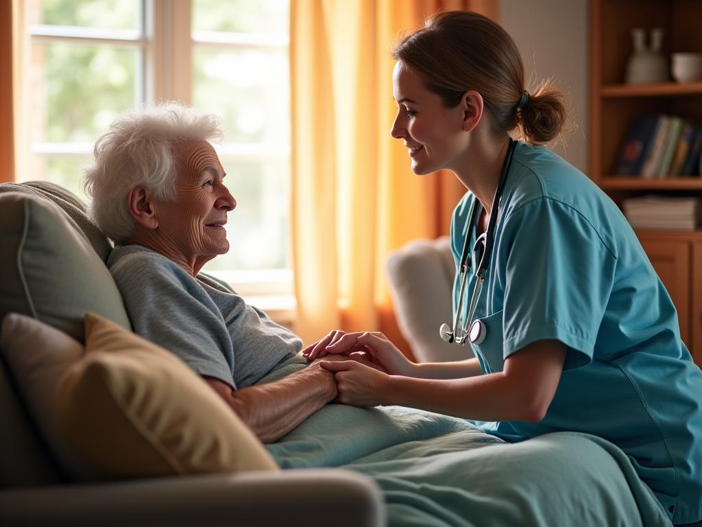 Senior receiving care at home